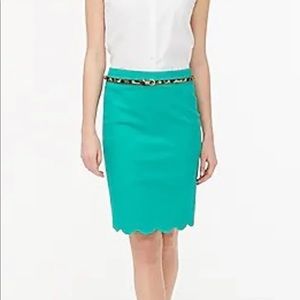 J crew Kelly green scalloped skirt